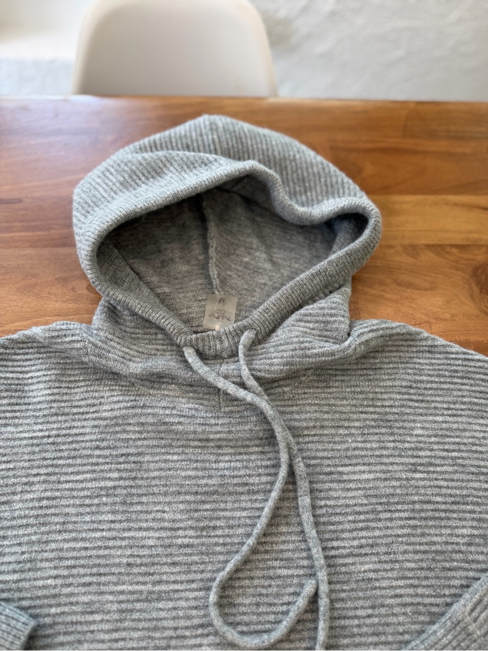 Calia Gray Ribbed Hooded Women’s Cropped Sweater Size Medium - Picture 5 of 10